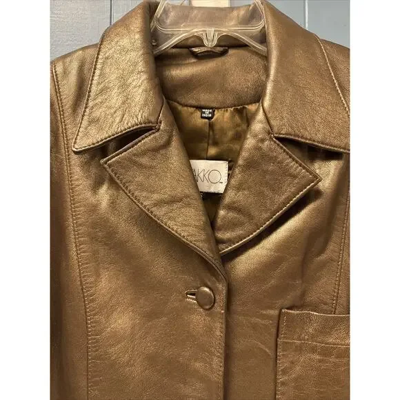 Vakko Jacket Size Large‎ Leather Women's Brown Blazer Style Jacket - Picture 3 of 7